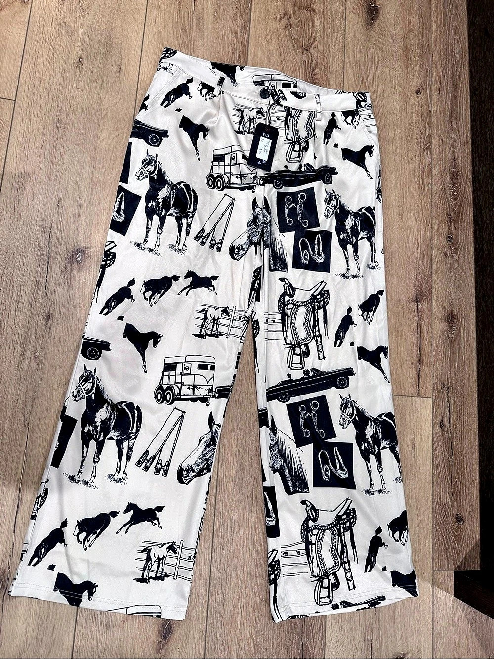 2 Fly Co Western Print Wide Leg Trousers